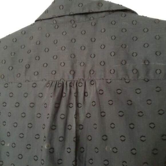 ANNE KLEIN Sleeveless Blouse Bottom Tie Semisheer Navy Blue Sz S - Picture 10 of 13